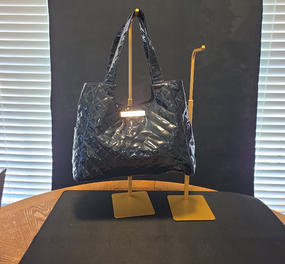 Patent Quilted Tote Bag in Black - Unbranded